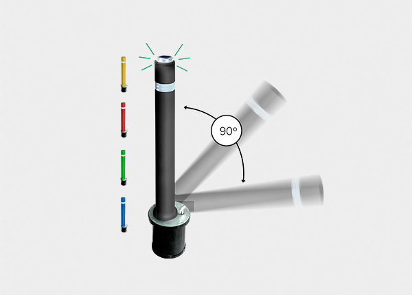 HFLEXLEDSOLMI - Pilona Mòbil Flexible amb LED Solar i Base Inox