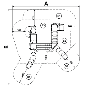 Parques infantiles con columpios, toboganes y juegos infantiles , Línea Alu , JALU05 ALU 5 , 