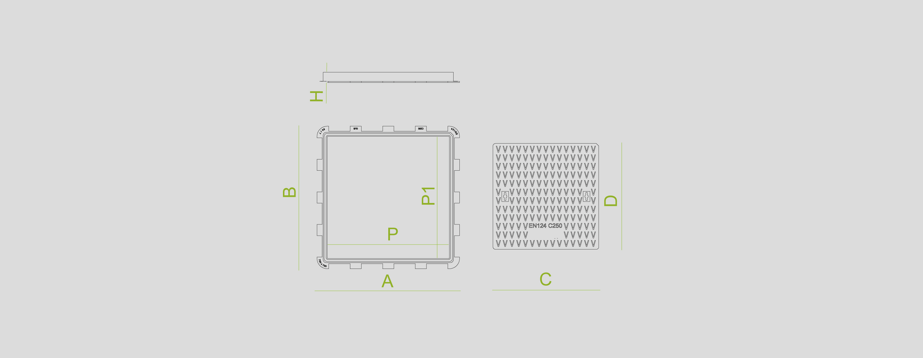 Covers and grates for sewage, manhole covers, cast iron, channels and sumps , Square manhole covers , TQ40C Hidraulica , 