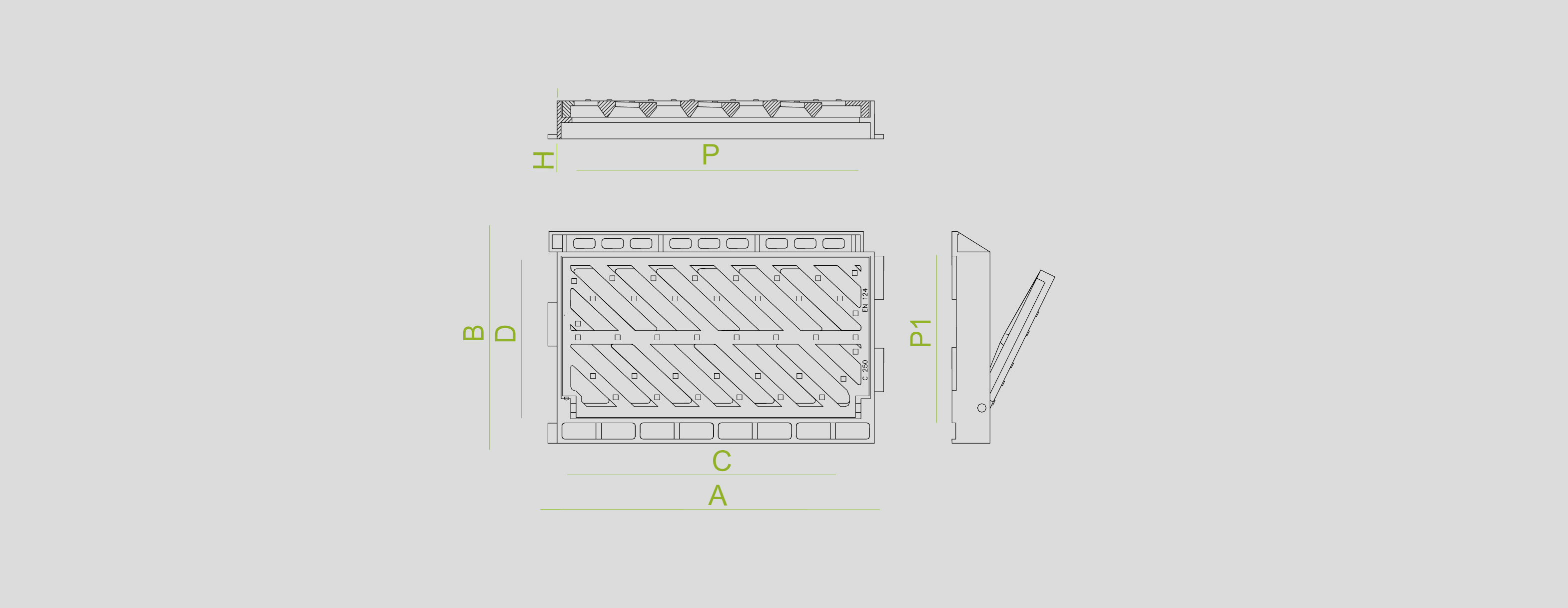 Covers and grates for sewage, manhole covers, cast iron, channels and sumps , Grates , TR363L Diagonal , 