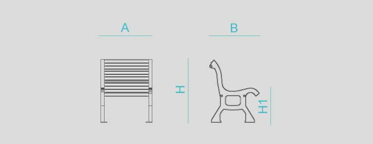 Street furniture with benches, litter bins, bollards, planters and equipment , Benches , UB14S Chair Comod , 