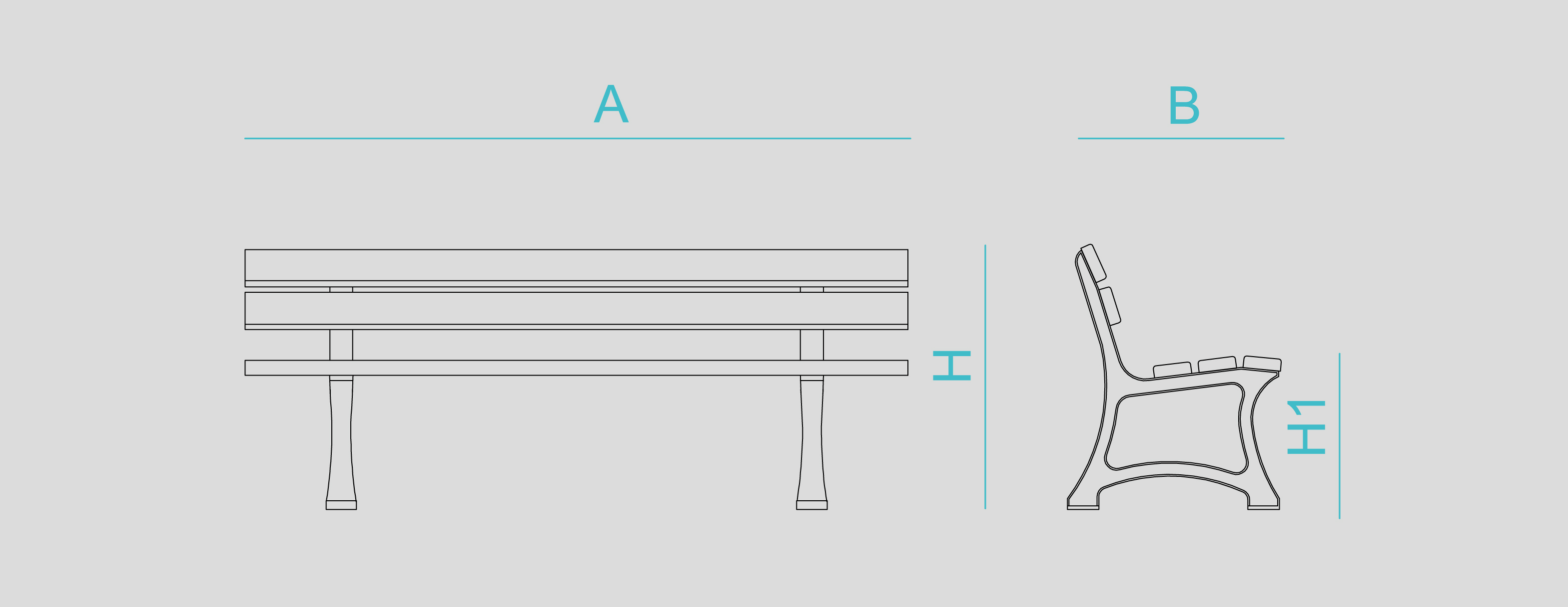 Street furniture with benches, litter bins, bollards, planters and equipment , Benches , UB16 Bench Kor ,