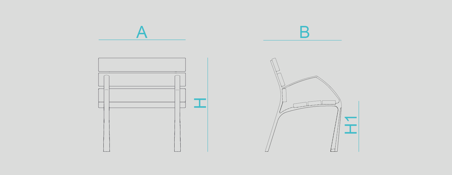 Street furniture with benches, litter bins, bollards, planters and equipment , Benches , UB2S BCN21 S chair , BCN21S chair, the chair par excellence of the Urban Furniture range.