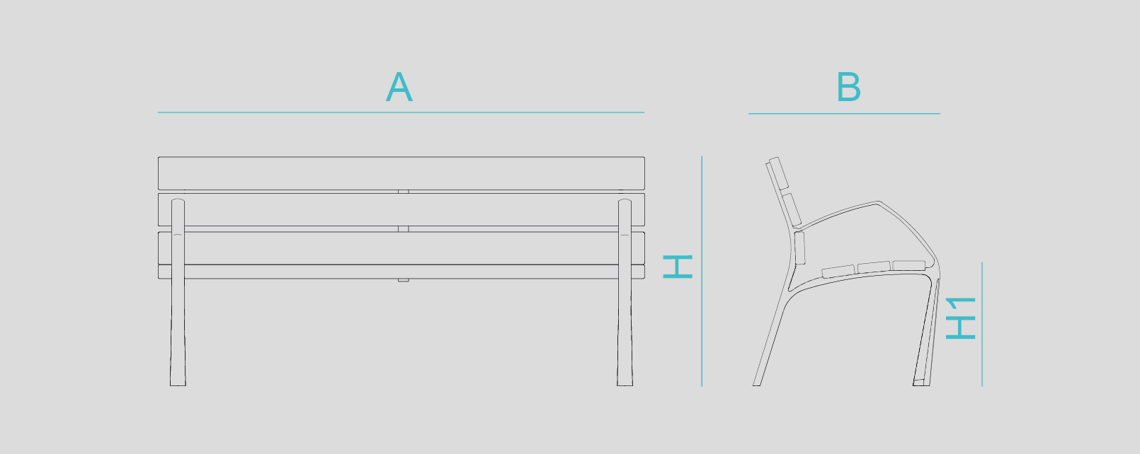 Street furniture with benches, litter bins, bollards, planters and equipment , Benches , UB2T BCN21 T Bench , 