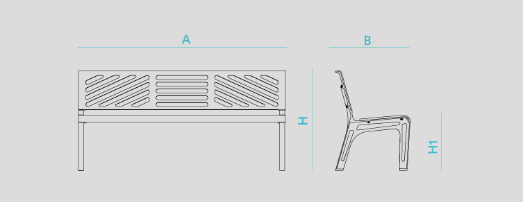 Street furniture with benches, litter bins, bollards, planters and equipment , Benches , UB4 Bench Aire ,