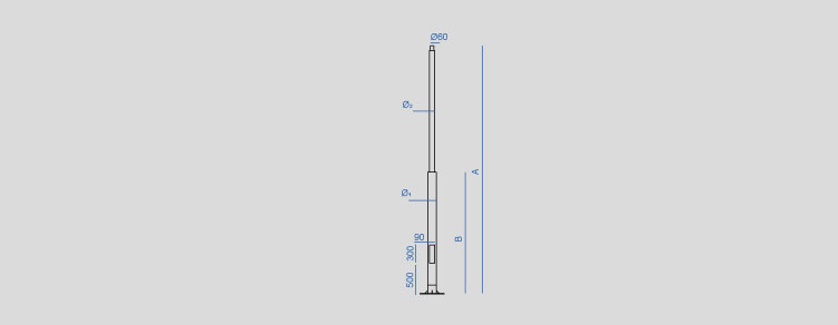 Public lighting with LED luminaires for outdoor lighting , Poles  , ACBC Bicilíndrica Pole  , 