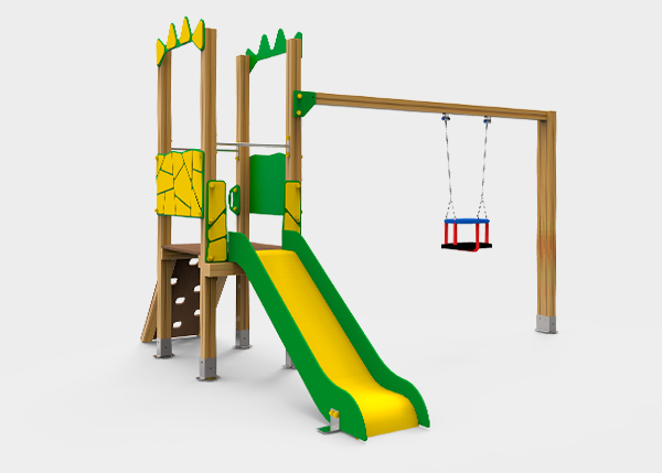 Aire de jeux avec toboggans, balançoires et jeux pour enfants , Ligne Dino , PDC2 MAX , 