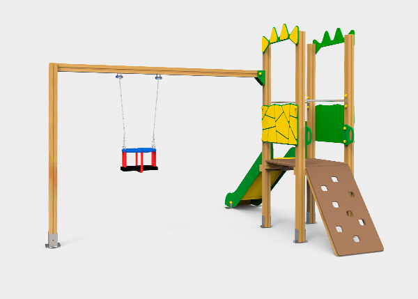 Aire de jeux avec toboggans, balançoires et jeux pour enfants , Ligne Dino , PDC2 MAX , 