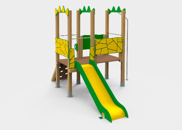 Parques infantiles con columpios, toboganes y juegos infantiles , Línea Dino , PDC3 DEX , 