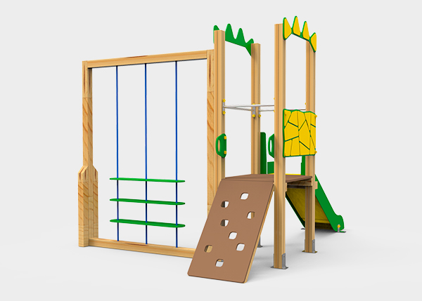 Aire de jeux avec toboggans, balançoires et jeux pour enfants , Ligne Dino , PDC4 TUX , 