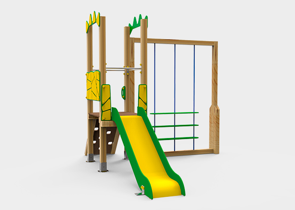 Aire de jeux avec toboggans, balançoires et jeux pour enfants , Ligne Dino , PDC4 TUX , 