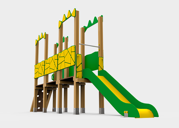 Aire de jeux avec toboggans, balançoires et jeux pour enfants , Ligne Dino , PDC5 LEX , 