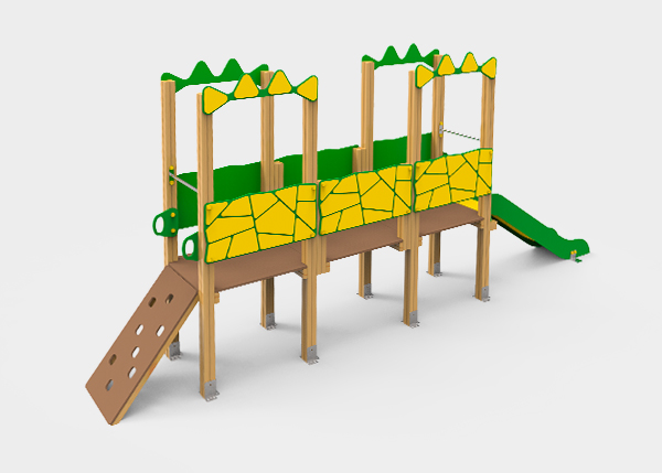 Parques infantiles con columpios, toboganes y juegos infantiles , Línea Dino , PDC5 LEX , 
