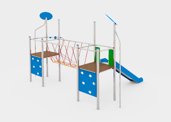 Aire de jeux avec toboggans, balançoires et jeux pour enfants , Ligne Fly , PFC5 SILBO , 