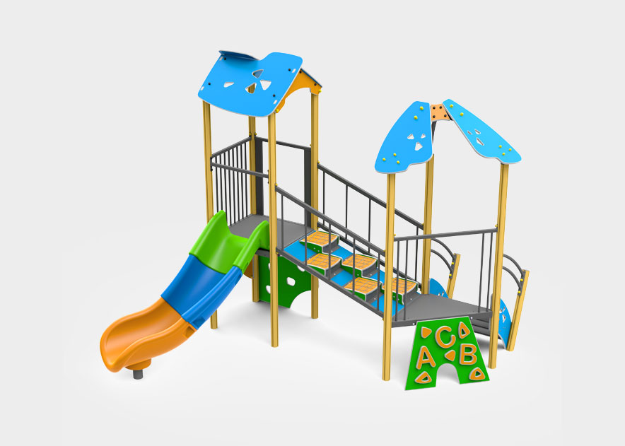 Aire de jeux avec toboggans, balançoires et jeux pour enfants , Ligne Adventure , PAC02 Beta , 