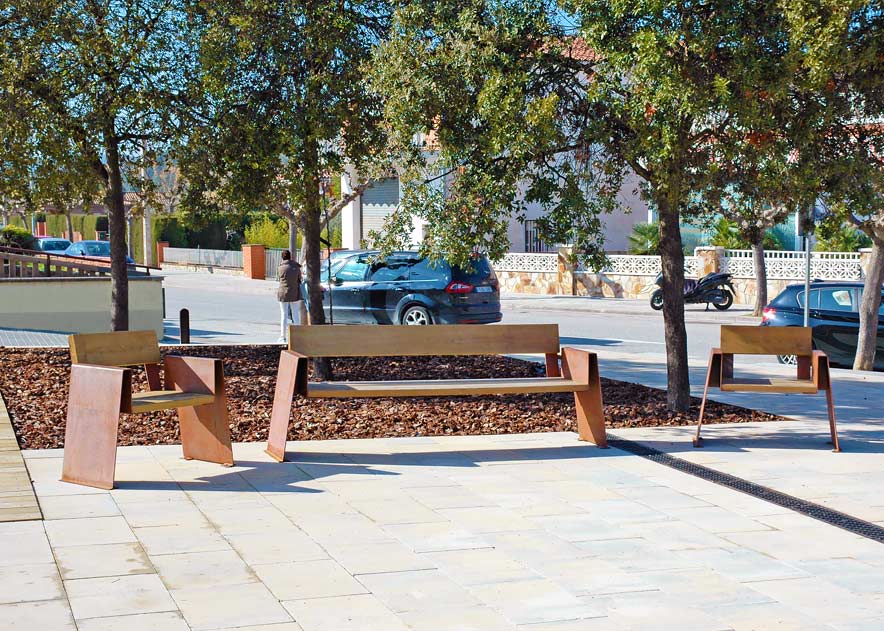 Street furniture with benches, litter bins, bollards, planters and equipment , Benches , UB18PT Alp Bench , Alp bench, rustic style but at the same time sophisticated in its design.