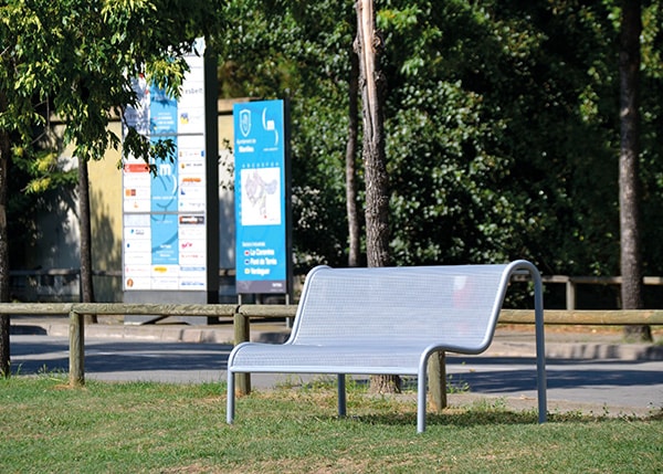 Street furniture with benches, litter bins, bollards, planters and equipment , Benches , UB19A Bench Troke , 