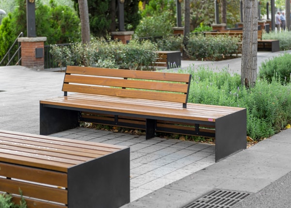 Street furniture with benches, litter bins, bollards, planters and equipment , Benches , UB30 Arq Bench , 