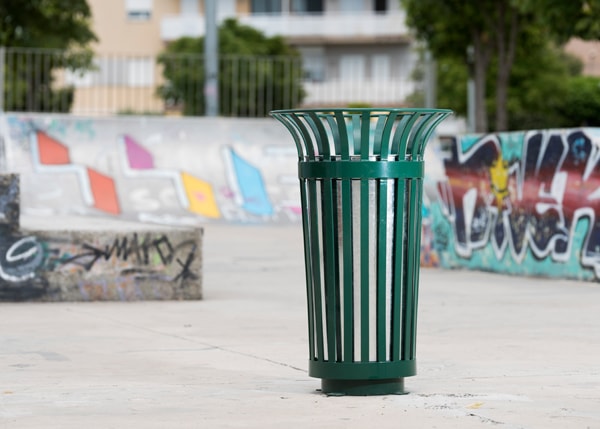 Street furniture with benches, litter bins, bollards, planters and equipment , Litter bins , UP17 Flor Litter bin , 