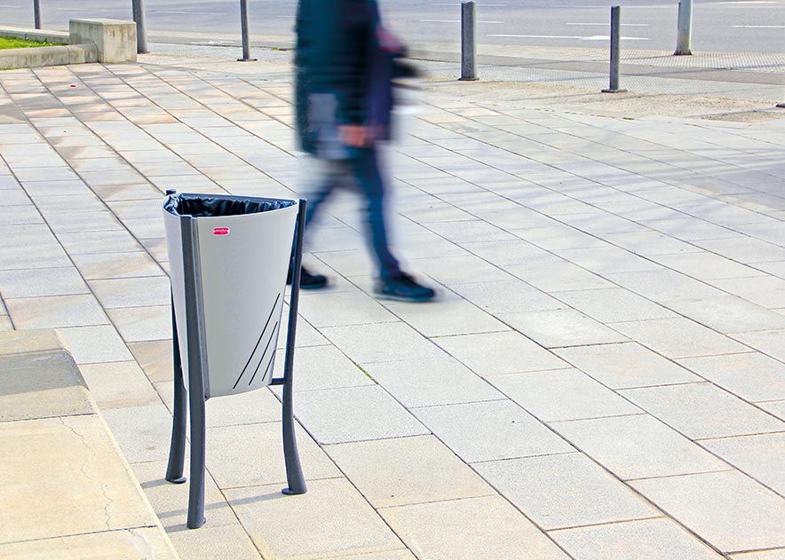 Mobilier urbain avec bancs, corbeilles, potelets, jardinières et équipement , Corbeilles , UP26 Corbeille Minsk , 