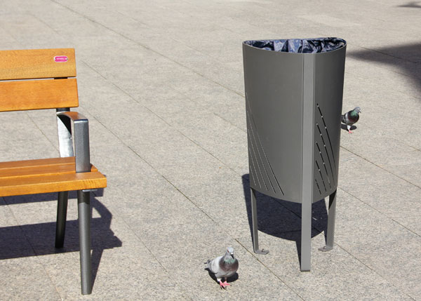 Street furniture with benches, litter bins, bollards, planters and equipment , Litter bins , UP60 P77 Litter bin , 