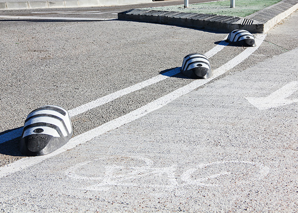 Street furniture with benches, litter bins, bollards, planters and equipment , Complements , UVM12ECO Gota cycle lane separator , 