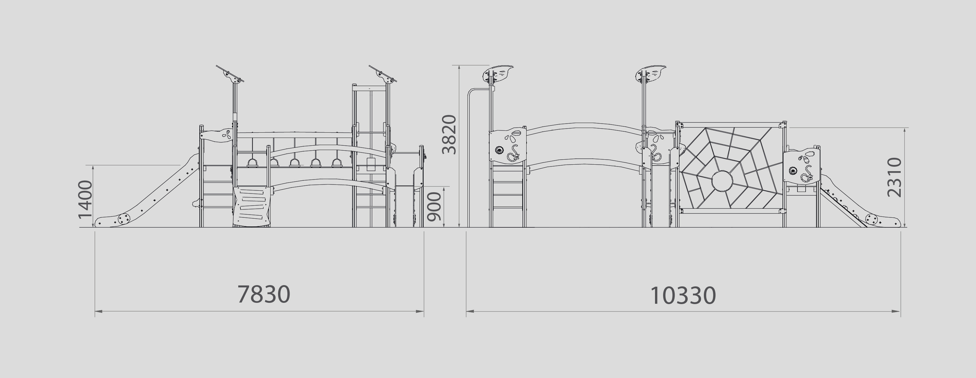 Playgrounds with slides, swings and children's games , Ekko Line  , PEC5 NIL , 