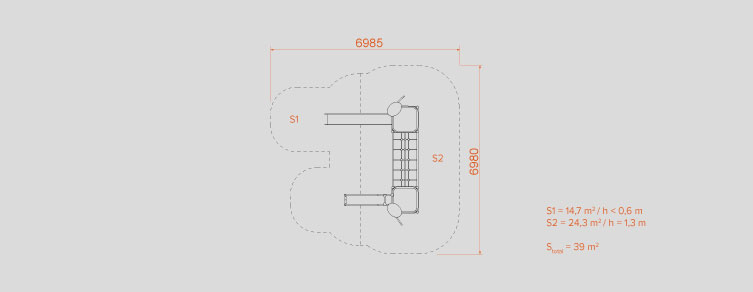 Playgrounds with slides, swings and children's games , Fly Line , PFC5 SILBO ,