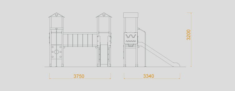 Parques infantiles con columpios, toboganes y juegos infantiles , Línea Indi , PCI1 Tala , 