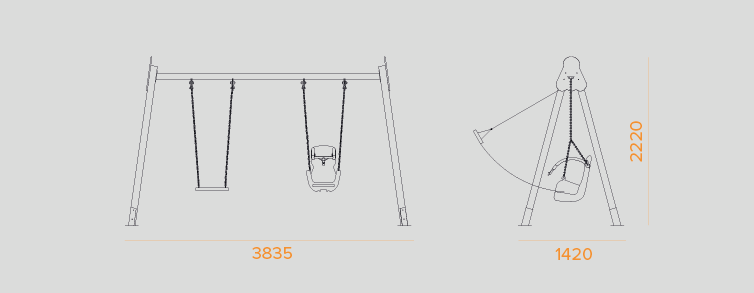 Playgrounds with slides, swings and children's games , Swings , PCL13 Clok acces swing , 