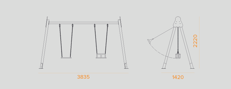 Playgrounds with slides, swings and children's games , Swings , PCL6 Clok Mixto swing , 