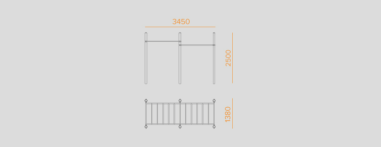 Playgrounds with slides, swings and children's games , Street Workout , PCM4 Monkey , Two-level monkey-bar.