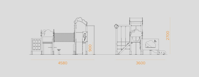 Playgrounds with slides, swings and children's games , Educa line , PKC2 Rayo , 