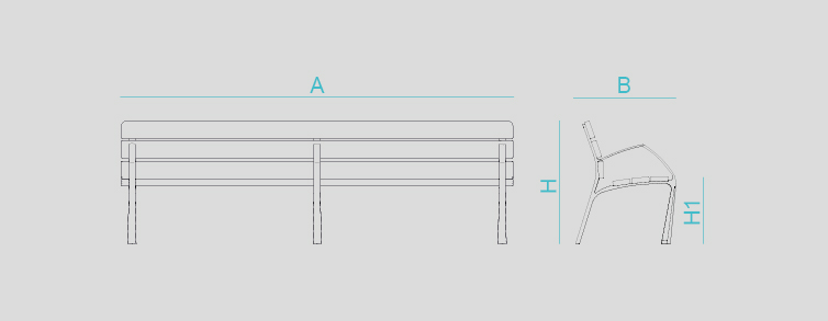 Street furniture with benches, litter bins, bollards, planters and equipment , Benches , UB2L BCN21 bench L , 