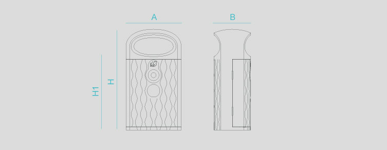 Street furniture with benches, litter bins, bollards, planters and equipment , Litter bins , UP80 Eterna Litter bin ,