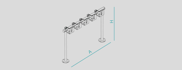 Mobilier urbain avec bancs, corbeilles, potelets, jardinières et équipement , Compléments , UVAP12 Porte-skates à roulettes Mono ,